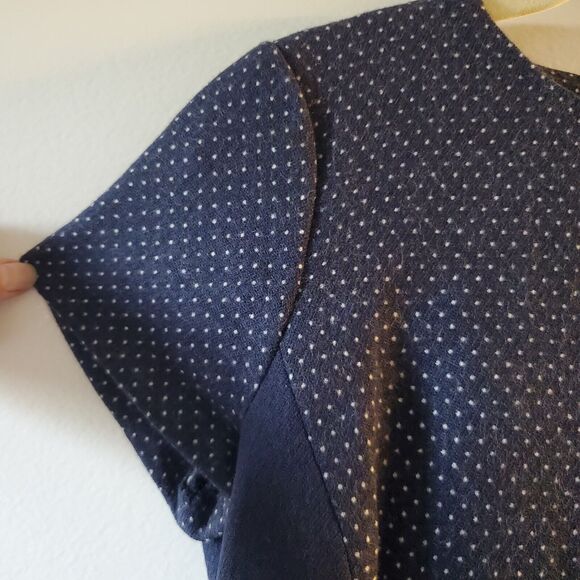 HOBBS London Blue White Polka Dot US 6 Wool Blend Pockets Business Preppy Dress - Picture 10 of 14